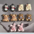 ZAW345 Zawieszki akrylowe z żywicy zwierzątka kot miś pingwin KAWAII 5szt