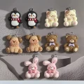 ZAW345 Zawieszki akrylowe z żywicy zwierzątka kot miś pingwin KAWAII 5szt
