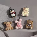 ZAW345 Zawieszki akrylowe z żywicy zwierzątka kot miś pingwin KAWAII 5szt