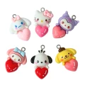 ZAW348 Zawieszki z żywicy Hello Kitty Melody Kuromi i inni 6szt mix