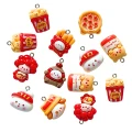 ZAW351 Zawieszki z akrylowej żywicy frytki popcorn pizza Hello Kitty 5szt mix