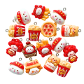 ZAW351 Zawieszki z akrylowej żywicy frytki popcorn pizza Hello Kitty 5szt mix