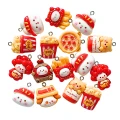 ZAW351 Zawieszki z akrylowej żywicy frytki popcorn pizza Hello Kitty 5szt mix
