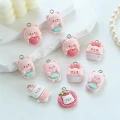 ZAW352 Zawieszki z akrylowej żywicy misie miś truskawka jellycat 5szt zestaw