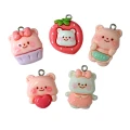 ZAW352 Zawieszki z akrylowej żywicy misie miś truskawka jellycat 5szt zestaw