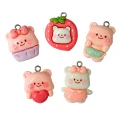 ZAW352 Zawieszki z akrylowej żywicy misie miś truskawka jellycat 5szt zestaw