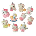 ZAW353 Zawieszki z akrylowej żywicy zwierzątka jellycat kotki Kitty i inne mix 5szt