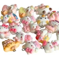 ZAW353 Zawieszki z akrylowej żywicy zwierzątka jellycat kotki Kitty i inne mix 5szt
