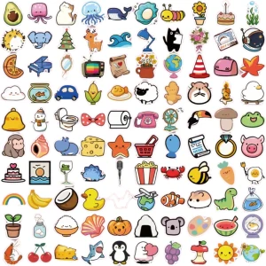 W76 Naklejki STICKER BOMB WLEPY wlepki KRESKÓWKA MIKS MINI 100szt