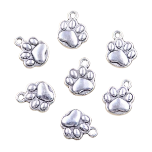 ZAW355 Zawieszki charm metalowe łapka łapa psia kota do bransoletek 5szt