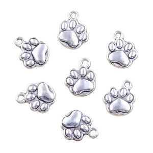 ZAW355 Zawieszki charm metalowe łapka łapa psia kota do bransoletek 5szt