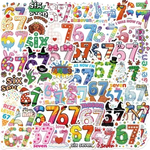 W255 Naklejki STICKER BOMB WLEPY wlepki 67 six seven sześć siedem 50szt