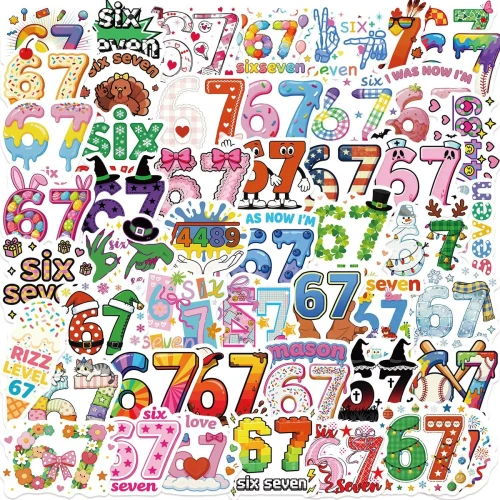 W255 Naklejki STICKER BOMB WLEPY wlepki 67 six seven sześć siedem 50szt