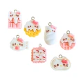 ZAW356 Zawieszki z akrylowej żywicy zwierzątka jellycat kotki Kitty ciastko czekoladka 7szt