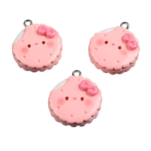 ZAW357 Zawieszki zawieszka z akrylowej żywicy ciasteczko jellycat herbatnik różowa 1szt