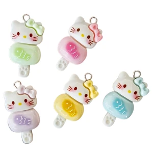 ZAW360 Zawieszki z akrylowej żywicy zwierzątka jellycat kotki Kitty lizak lody 3szt