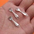 ZAW361 Zawieszki charm metalowe widelec widelczyk widelce 5szt