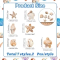 KOK229 Koraliki BOHO MORSKIE OCEAN rybka muszle rozgwiazda muszelka zestaw 14szt