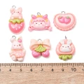 ZAW363 Zawieszka żywica jellycat królik truskawka cute miks 5szt