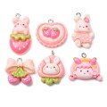 ZAW363 Zawieszka żywica jellycat królik truskawka cute miks 5szt