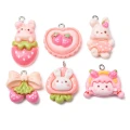 ZAW363 Zawieszka żywica jellycat królik truskawka cute miks 5szt