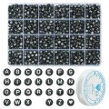 KLZ112 Koraliki literki monetki 7mm do bransoletki czarne zestaw 1200szt żyłka
