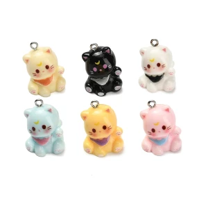 ZAW367 Zawieszki żywica jellycat kotki kotek figurki cute miks 5szt 