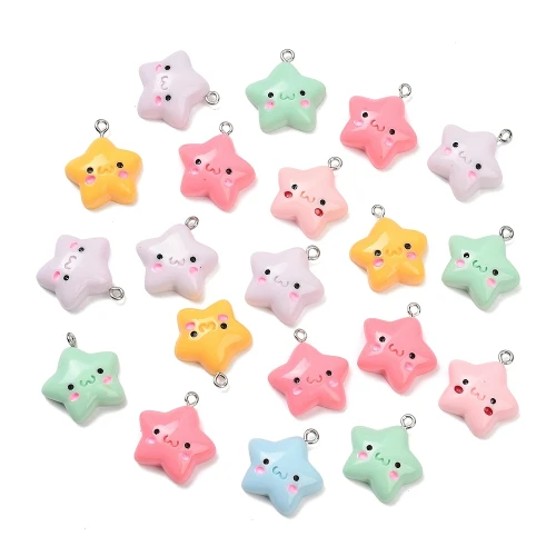 ZAW368 Zawieszki żywica cute gwiazdki gwiazdy miks kolor 3szt
