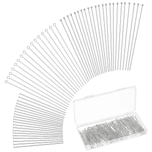 I33 Zestaw igły jubilerskie szpilki haczyki 70mm i 50mm 400szt stal nierdzewna box 