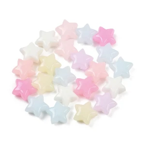 KOK238 Koraliki akrylowe gwiazdki pastelowe CANDY 11mm mix kolorów 20szt