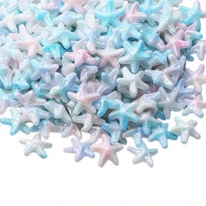 KOK240 Koraliki akrylowe rozgwiazda morskie pastelowe 15mm 10szt gradient niebieskie