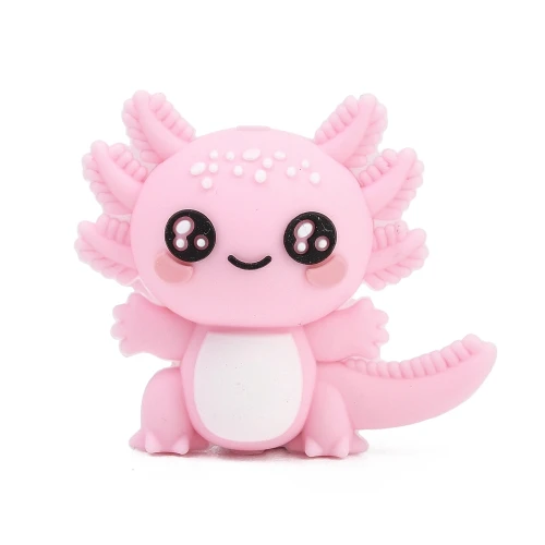 SIL1 Duży koralik silikonowy figurka 3D axolotl aksolotl 1szt różowy