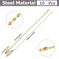 Steel Łańcuszek kulkowy z zapięciem 2mm 10cm 10szt złoty do biżuterii metek