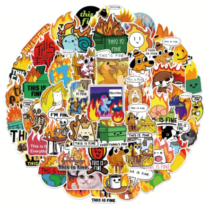 W82 Naklejki STICKER BOMB WLEPY wlepki THIS IS FINE DOG MEMY 50szt