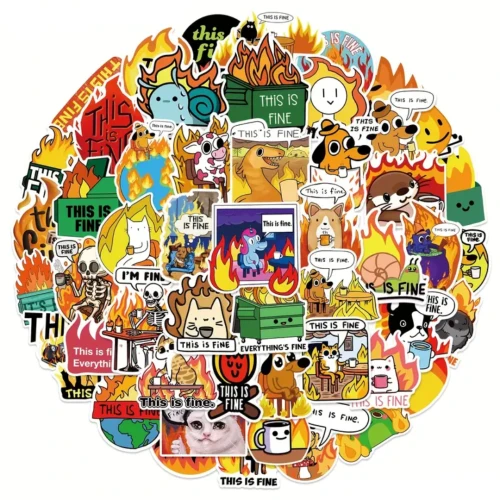 Naklejki STICKER BOMB WLEPY wlepki THIS IS FINE DOG MEMY