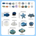 KSZ117 Koraliki szklane MORSKIE OCEAN rybka rozgwiazda muszelki 10szt mix