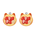 ZAW71 Zawieszki akrylowe z żywicy TOST KOTEK truskawki KAWAII 2szt
