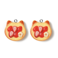 ZAW71 Zawieszki akrylowe z żywicy TOST KOTEK truskawki KAWAII 2szt