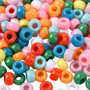 KOP154 Koraliki kandi oponki akryl 9mm pony bead DUŻO 180szt miks