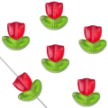 KSZ120 Koraliki szklane czerwone TULIPAN kwiatek tulipanki 10szt