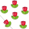 KSZ120 Koraliki szklane czerwone TULIPAN kwiatek tulipanki 10szt