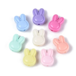 KOK243 Koraliki akrylowe króliczki głowa królik bunny mix 5szt pastelowe