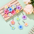 Zawieszki PLUMERIA hibiskus kwiat zestaw 10szt mini breloki karabinek