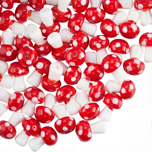 Koraliki lampwork szklane malowane muchomorki muchomor grzybki