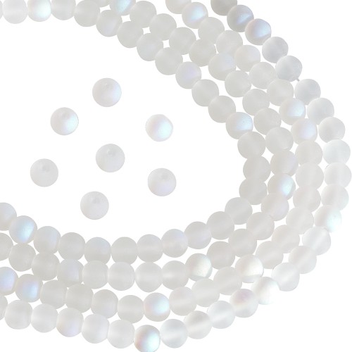 Koraliki kule szklane mocno opalizujące szronione AB 8mm