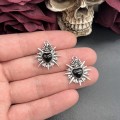 Zawieszka metalowa emaliowana święte SERCE czarne gotyk vintage 2szt
