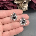 Zawieszka metalowa emaliowana święte SERCE czarne gotyk vintage 2szt