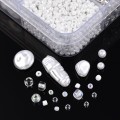 Zestaw BIAŁY koralików akrylowych, seeds i perełek do biżuterii