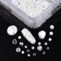 Zestaw BIAŁY koralików akrylowych, seeds i perełek do biżuterii