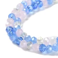 Koraliki szklane fasetowane okrągłe NIEBIESKIE róż ombre 6mm MIX